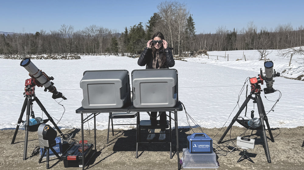 Sarah Mathews with her Total Solar Eclipse Gear